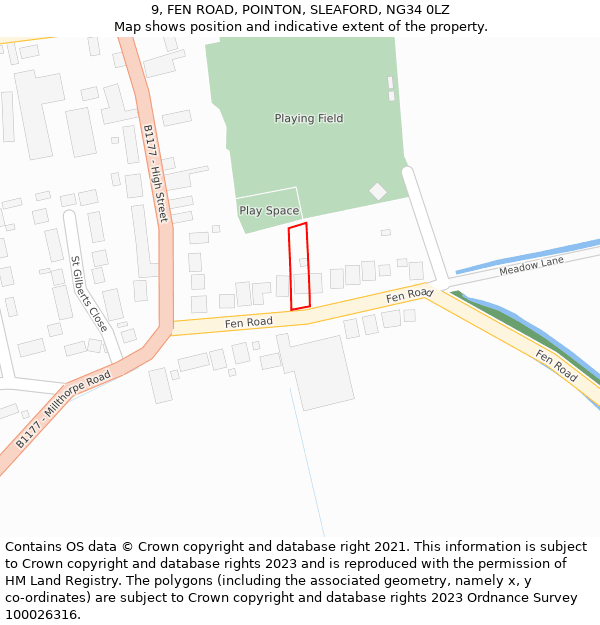 9, FEN ROAD, POINTON, SLEAFORD, NG34 0LZ: Location map and indicative extent of plot