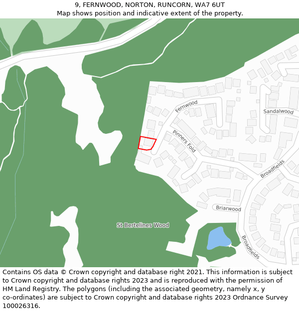 9, FERNWOOD, NORTON, RUNCORN, WA7 6UT: Location map and indicative extent of plot