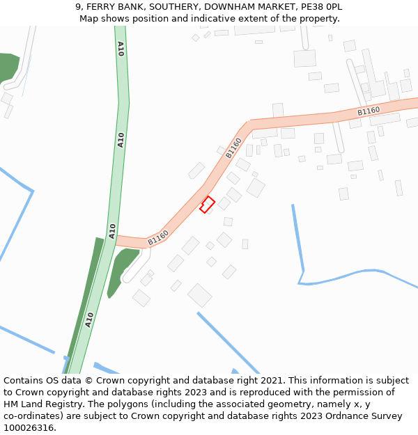 9, FERRY BANK, SOUTHERY, DOWNHAM MARKET, PE38 0PL: Location map and indicative extent of plot