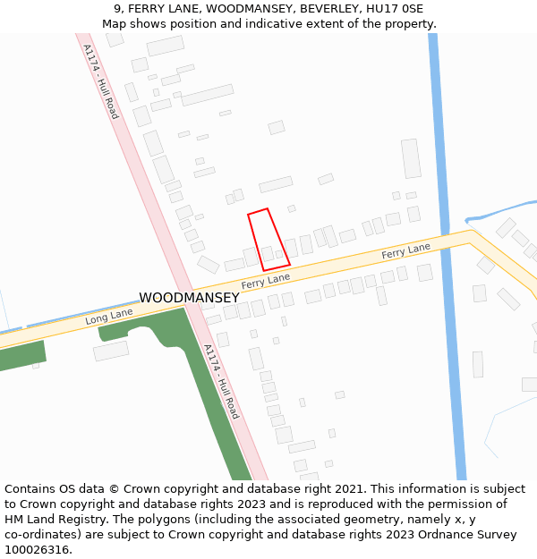 9, FERRY LANE, WOODMANSEY, BEVERLEY, HU17 0SE: Location map and indicative extent of plot