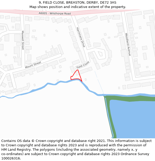 9, FIELD CLOSE, BREASTON, DERBY, DE72 3AS: Location map and indicative extent of plot