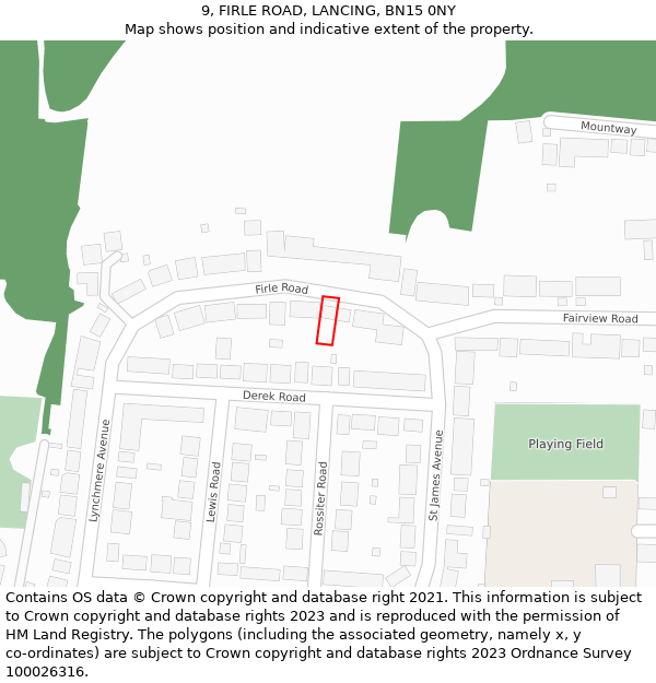 9, FIRLE ROAD, LANCING, BN15 0NY: Location map and indicative extent of plot