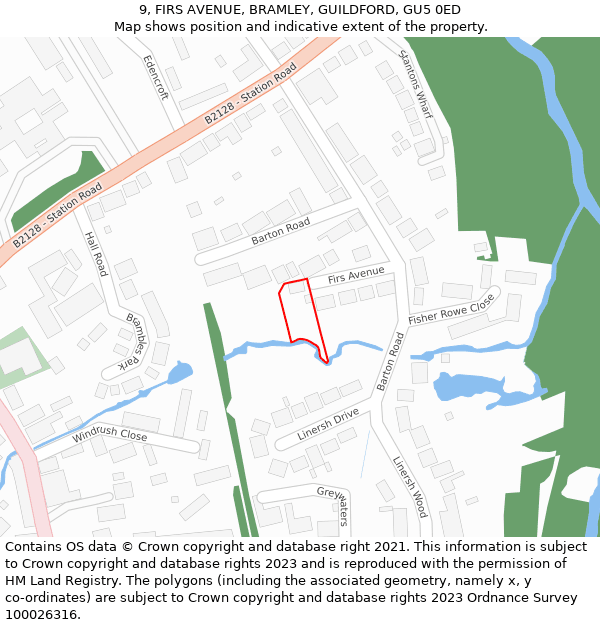 9, FIRS AVENUE, BRAMLEY, GUILDFORD, GU5 0ED: Location map and indicative extent of plot