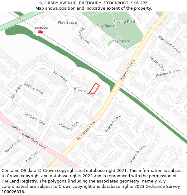 9, FIRSBY AVENUE, BREDBURY, STOCKPORT, SK6 2PZ: Location map and indicative extent of plot