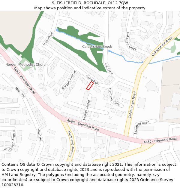 9, FISHERFIELD, ROCHDALE, OL12 7QW: Location map and indicative extent of plot