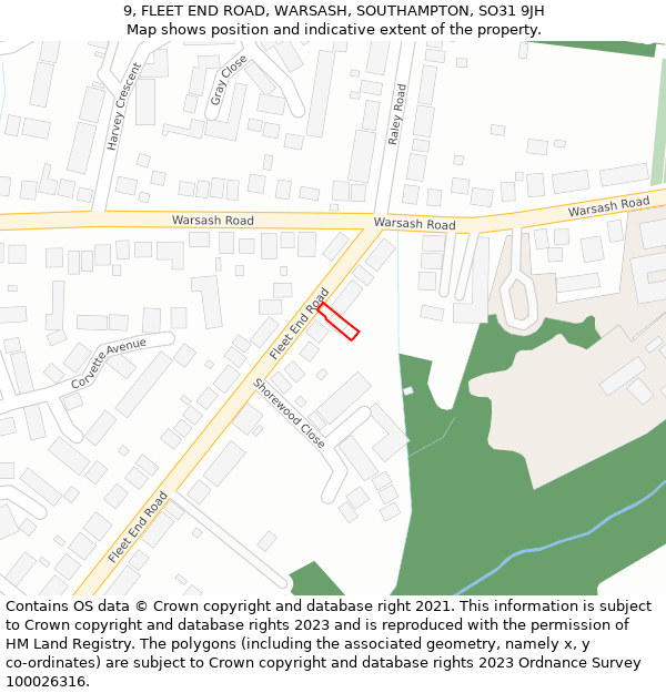 9, FLEET END ROAD, WARSASH, SOUTHAMPTON, SO31 9JH: Location map and indicative extent of plot