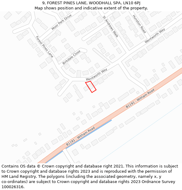 9, FOREST PINES LANE, WOODHALL SPA, LN10 6PJ: Location map and indicative extent of plot