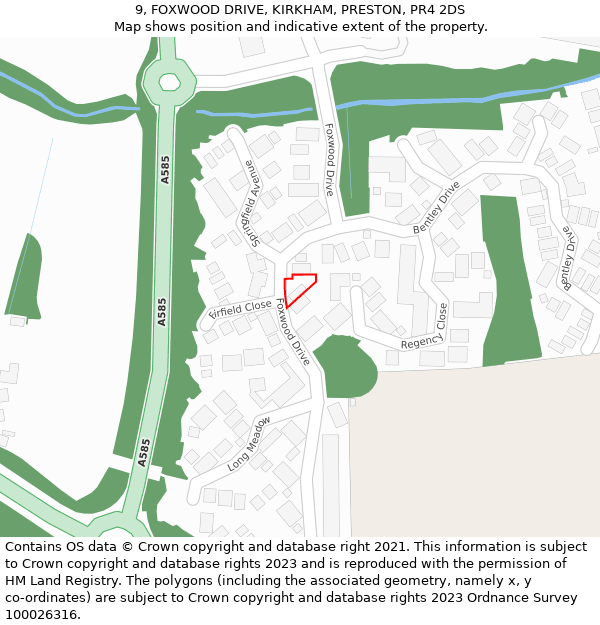 9, FOXWOOD DRIVE, KIRKHAM, PRESTON, PR4 2DS: Location map and indicative extent of plot