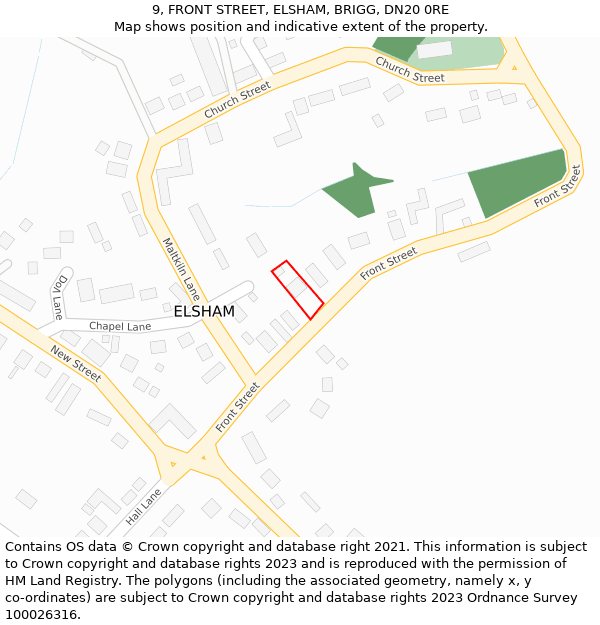 9, FRONT STREET, ELSHAM, BRIGG, DN20 0RE: Location map and indicative extent of plot