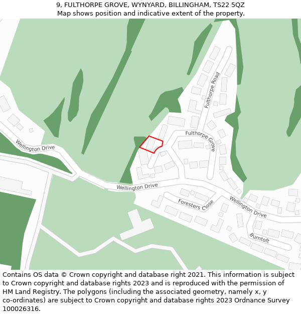 9, FULTHORPE GROVE, WYNYARD, BILLINGHAM, TS22 5QZ: Location map and indicative extent of plot
