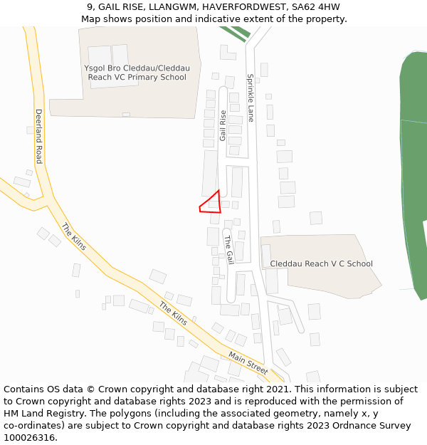 9, GAIL RISE, LLANGWM, HAVERFORDWEST, SA62 4HW: Location map and indicative extent of plot