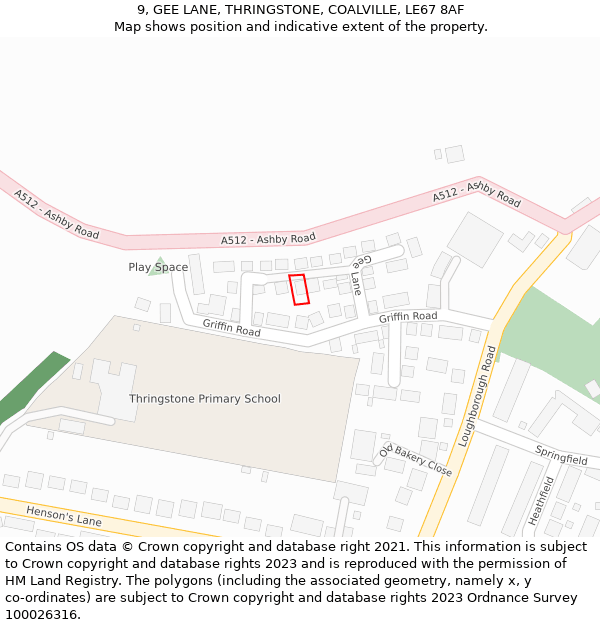 9, GEE LANE, THRINGSTONE, COALVILLE, LE67 8AF: Location map and indicative extent of plot