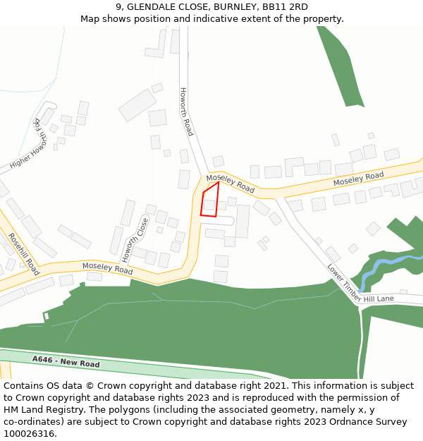 9, GLENDALE CLOSE, BURNLEY, BB11 2RD: Location map and indicative extent of plot