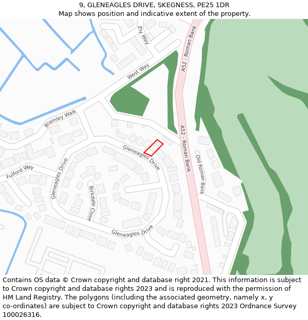 9, GLENEAGLES DRIVE, SKEGNESS, PE25 1DR: Location map and indicative extent of plot