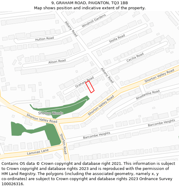 9, GRAHAM ROAD, PAIGNTON, TQ3 1BB: Location map and indicative extent of plot