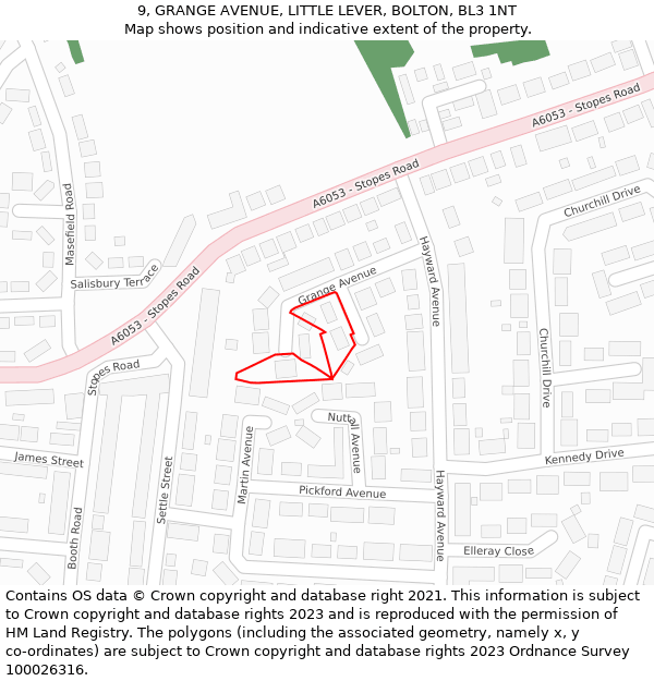 9, GRANGE AVENUE, LITTLE LEVER, BOLTON, BL3 1NT: Location map and indicative extent of plot