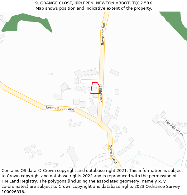 9, GRANGE CLOSE, IPPLEPEN, NEWTON ABBOT, TQ12 5RX: Location map and indicative extent of plot