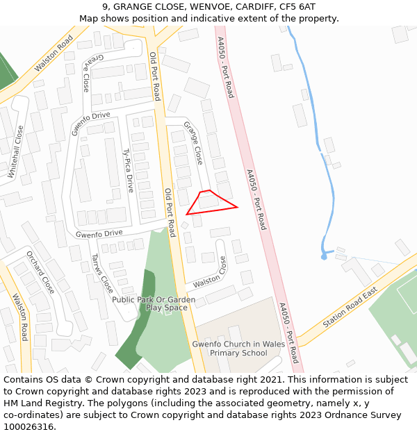 9, GRANGE CLOSE, WENVOE, CARDIFF, CF5 6AT: Location map and indicative extent of plot