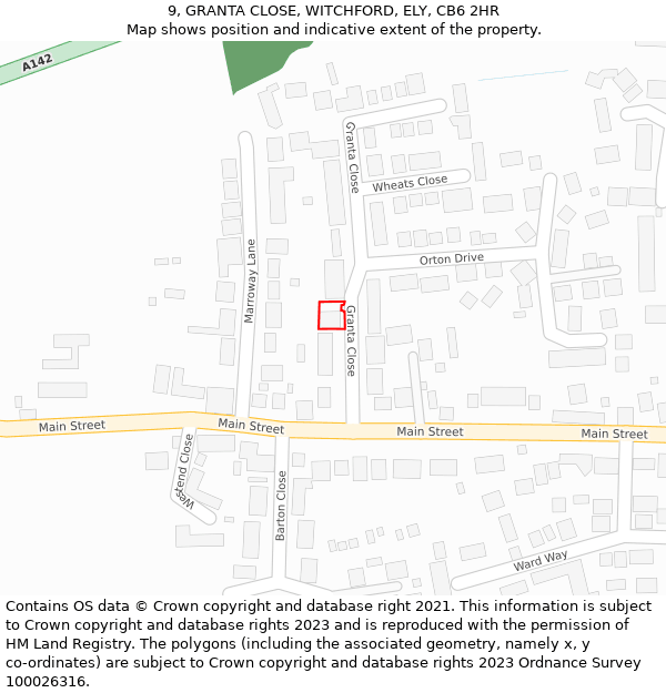 9, GRANTA CLOSE, WITCHFORD, ELY, CB6 2HR: Location map and indicative extent of plot