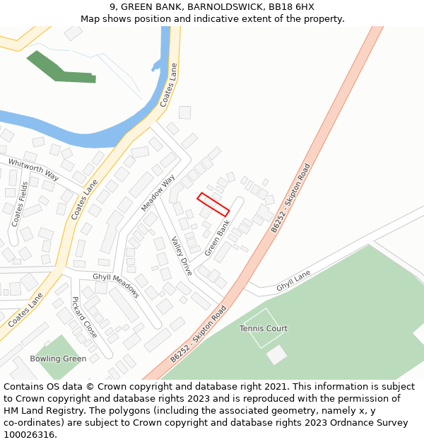 9, GREEN BANK, BARNOLDSWICK, BB18 6HX: Location map and indicative extent of plot