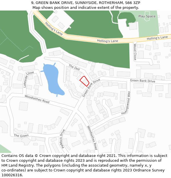 9, GREEN BANK DRIVE, SUNNYSIDE, ROTHERHAM, S66 3ZP: Location map and indicative extent of plot