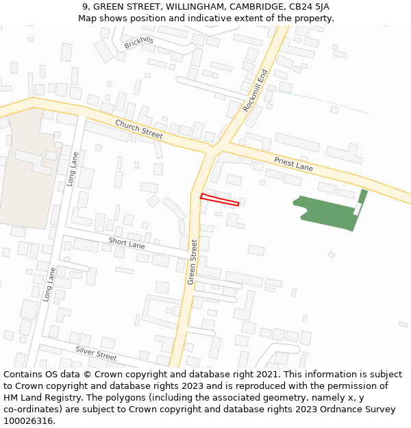 9, GREEN STREET, WILLINGHAM, CAMBRIDGE, CB24 5JA: Location map and indicative extent of plot