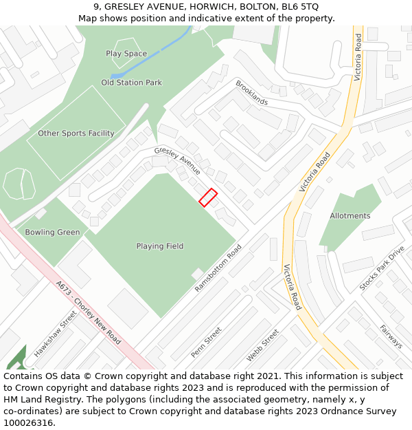 9, GRESLEY AVENUE, HORWICH, BOLTON, BL6 5TQ: Location map and indicative extent of plot