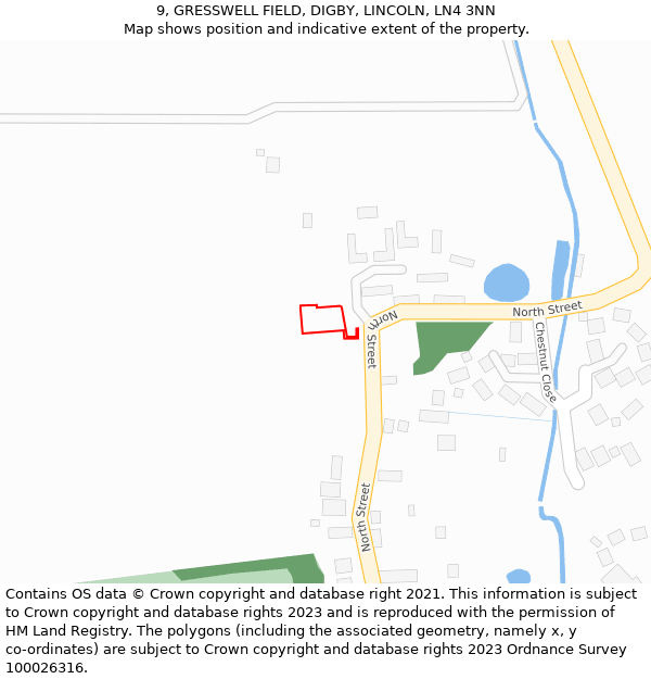 9, GRESSWELL FIELD, DIGBY, LINCOLN, LN4 3NN: Location map and indicative extent of plot