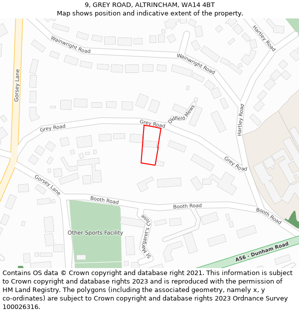 9, GREY ROAD, ALTRINCHAM, WA14 4BT: Location map and indicative extent of plot