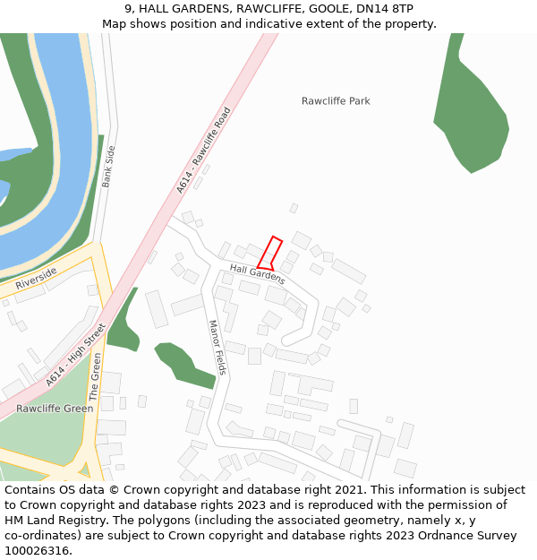 9, HALL GARDENS, RAWCLIFFE, GOOLE, DN14 8TP: Location map and indicative extent of plot