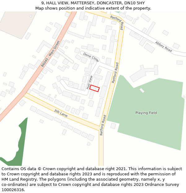 9, HALL VIEW, MATTERSEY, DONCASTER, DN10 5HY: Location map and indicative extent of plot