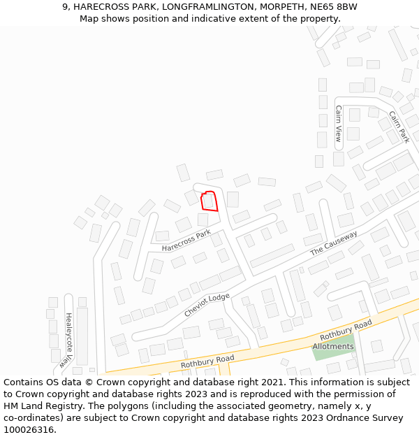 9, HARECROSS PARK, LONGFRAMLINGTON, MORPETH, NE65 8BW: Location map and indicative extent of plot