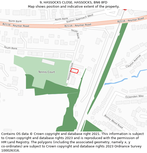 9, HASSOCKS CLOSE, HASSOCKS, BN6 8FD: Location map and indicative extent of plot
