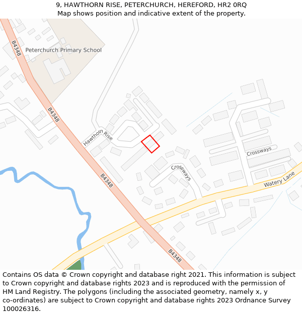 9, HAWTHORN RISE, PETERCHURCH, HEREFORD, HR2 0RQ: Location map and indicative extent of plot