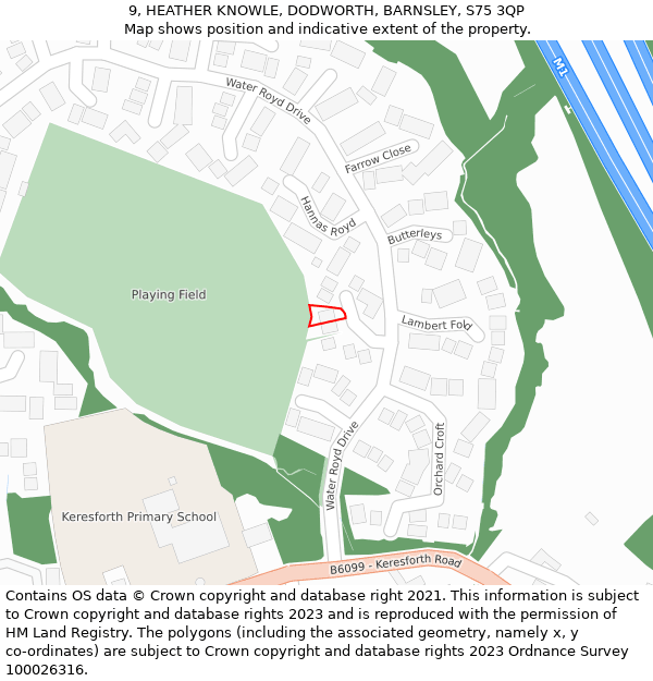9, HEATHER KNOWLE, DODWORTH, BARNSLEY, S75 3QP: Location map and indicative extent of plot