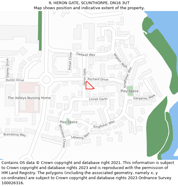 9, HERON GATE, SCUNTHORPE, DN16 3UT: Location map and indicative extent of plot