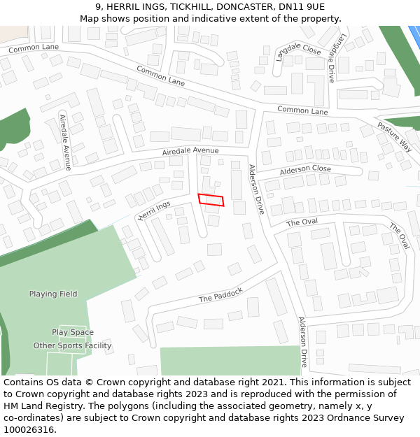 9, HERRIL INGS, TICKHILL, DONCASTER, DN11 9UE: Location map and indicative extent of plot