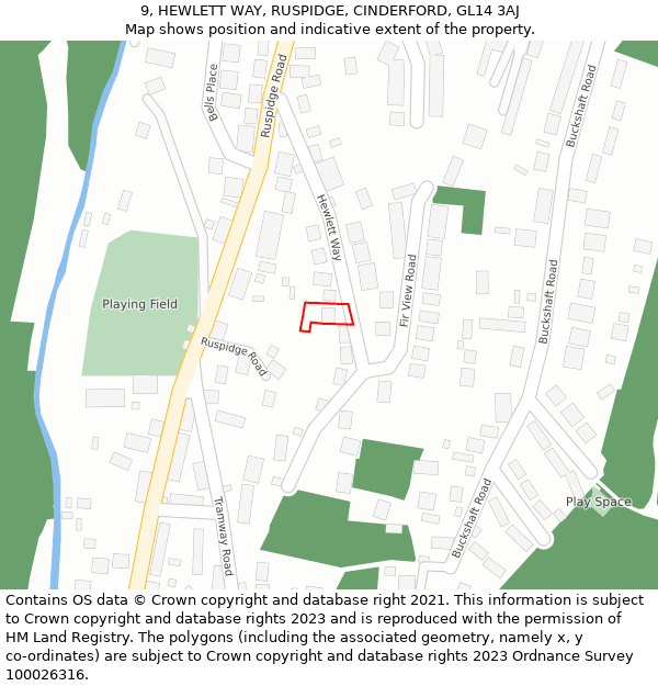 9, HEWLETT WAY, RUSPIDGE, CINDERFORD, GL14 3AJ: Location map and indicative extent of plot