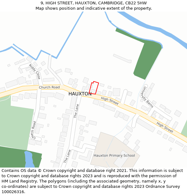 9, HIGH STREET, HAUXTON, CAMBRIDGE, CB22 5HW: Location map and indicative extent of plot