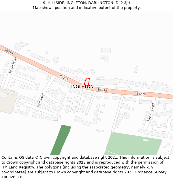 9, HILLSIDE, INGLETON, DARLINGTON, DL2 3JH: Location map and indicative extent of plot