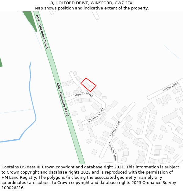 9, HOLFORD DRIVE, WINSFORD, CW7 2FX: Location map and indicative extent of plot