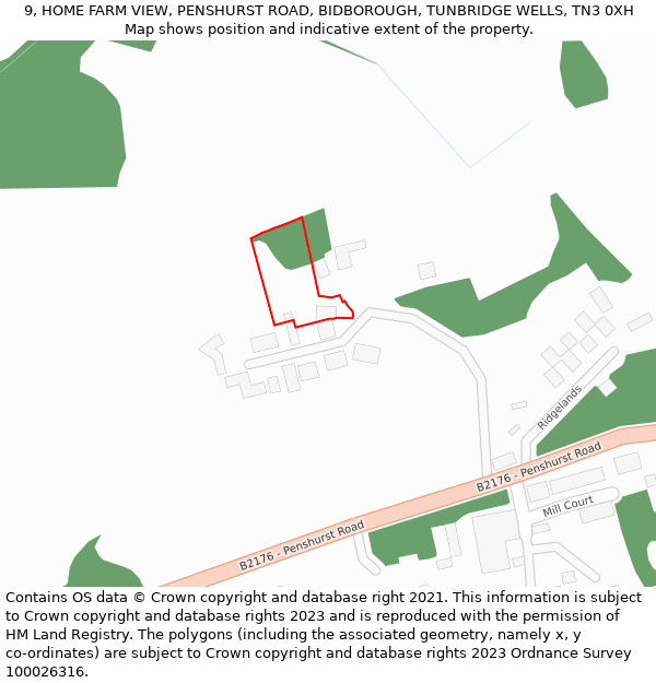 9, HOME FARM VIEW, PENSHURST ROAD, BIDBOROUGH, TUNBRIDGE WELLS, TN3 0XH: Location map and indicative extent of plot