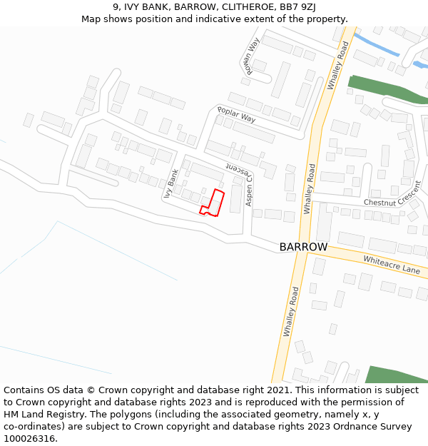 9, IVY BANK, BARROW, CLITHEROE, BB7 9ZJ: Location map and indicative extent of plot