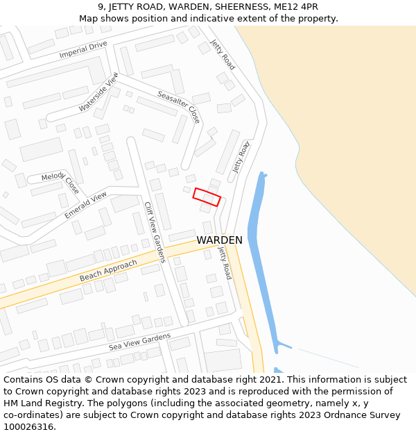 9, JETTY ROAD, WARDEN, SHEERNESS, ME12 4PR: Location map and indicative extent of plot