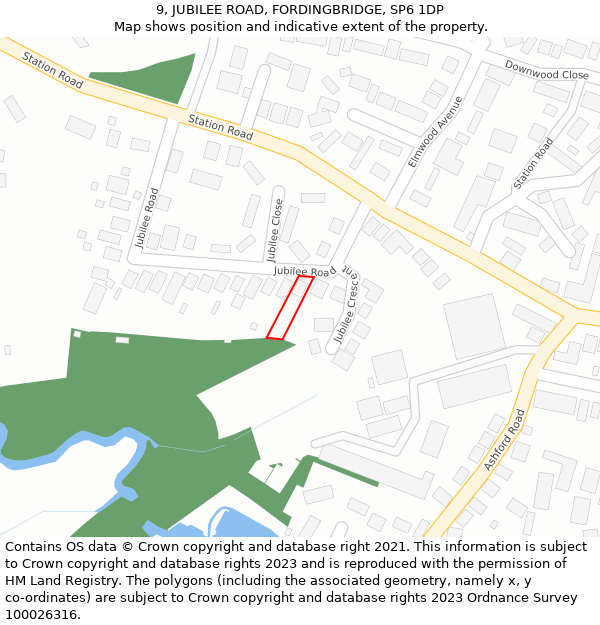 9, JUBILEE ROAD, FORDINGBRIDGE, SP6 1DP: Location map and indicative extent of plot