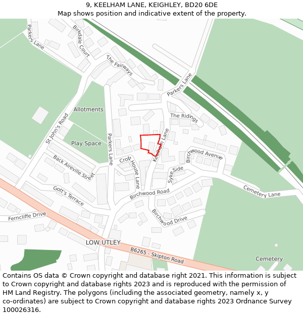 9, KEELHAM LANE, KEIGHLEY, BD20 6DE: Location map and indicative extent of plot