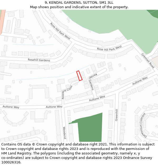 9, KENDAL GARDENS, SUTTON, SM1 3LL: Location map and indicative extent of plot