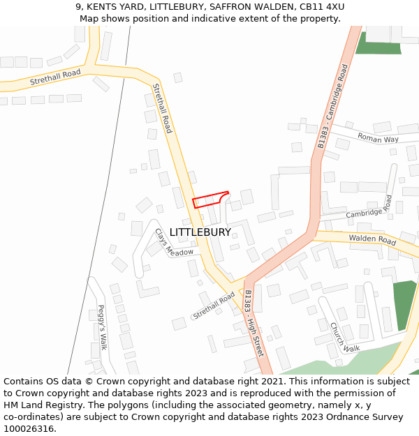 9, KENTS YARD, LITTLEBURY, SAFFRON WALDEN, CB11 4XU: Location map and indicative extent of plot