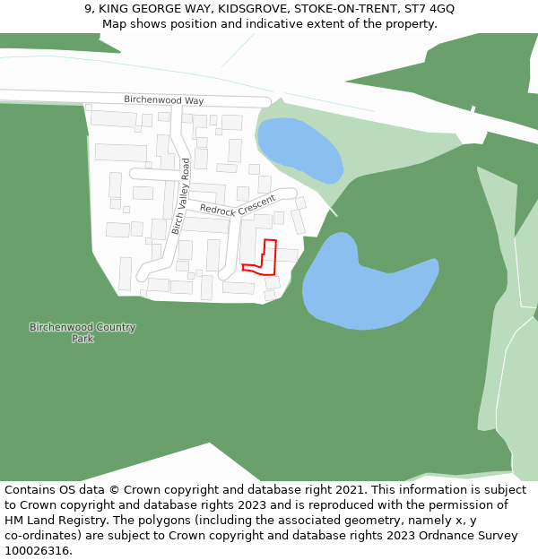 9, KING GEORGE WAY, KIDSGROVE, STOKE-ON-TRENT, ST7 4GQ: Location map and indicative extent of plot