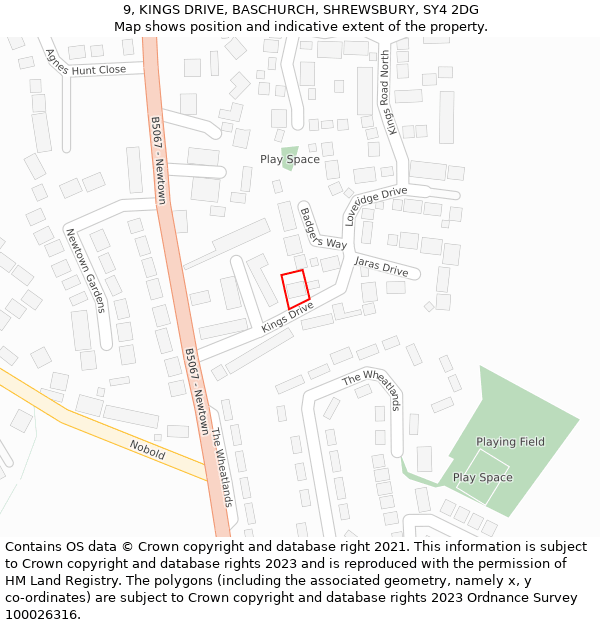 9, KINGS DRIVE, BASCHURCH, SHREWSBURY, SY4 2DG: Location map and indicative extent of plot